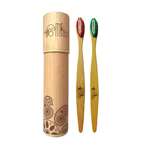 Bamboo Toothbrush Standard Adult ( pack of 2) - (Red-Green)